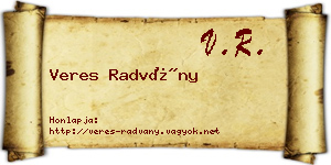 Veres Radvány névjegykártya